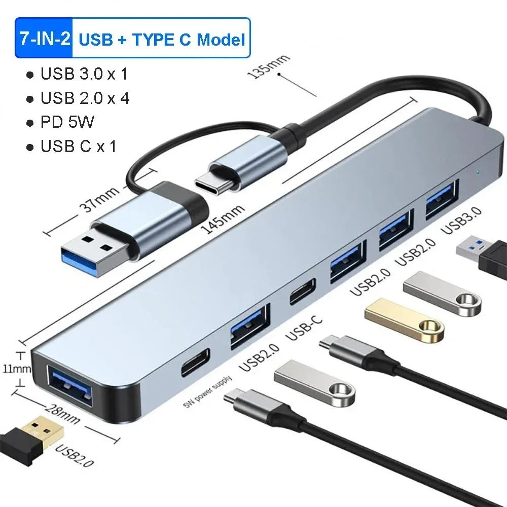 Hub USB 3.0 8 Ports 5Gbps avec USB-C - Station d'accueil