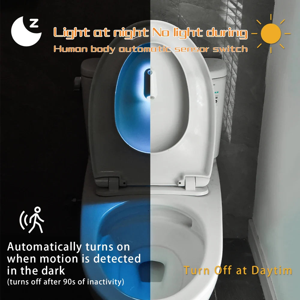 Veilleuse WC à Capteur de Mouvement – Lumière Nocturne Rechargeable 7 Couleurs RGB