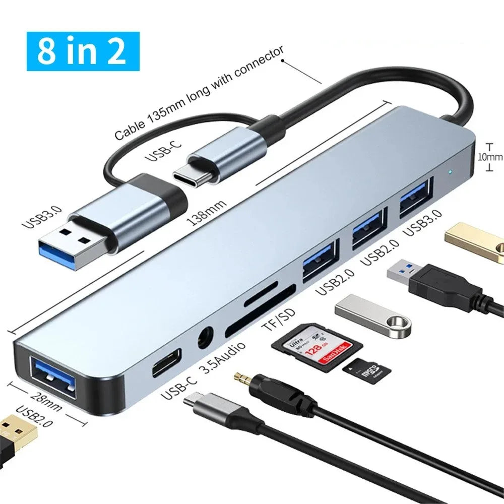 Hub USB 3.0 8 Ports 5Gbps avec USB-C - Station d'accueil