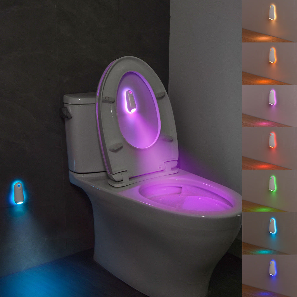 Veilleuse WC à Capteur de Mouvement – Lumière Nocturne Rechargeable 7 Couleurs RGB