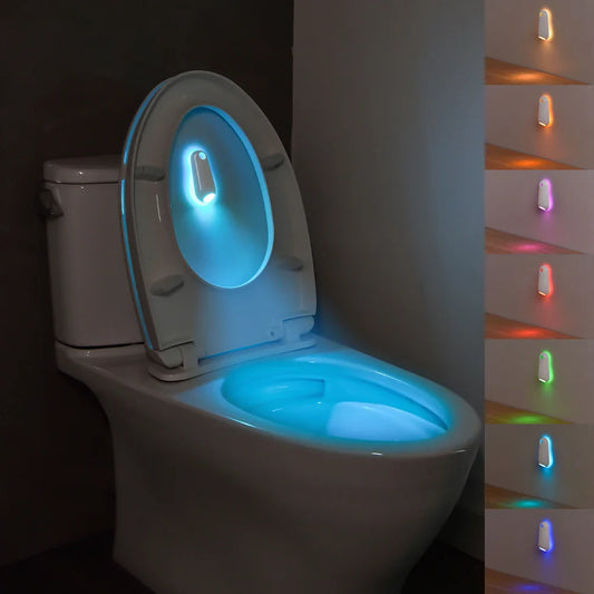 Veilleuse WC à Capteur de Mouvement – Lumière Nocturne Rechargeable 7 Couleurs RGB